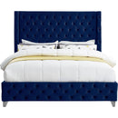 Meridian Savan Navy Velvet Queen Bed IMAGE 6