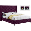  Color_Purple  Size_Queen  --  Savan Purple Velvet Upholstered Queen Bed IMAGE 2