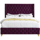  Color_Purple  Size_Queen  --  Savan Purple Velvet Upholstered Queen Bed IMAGE 5