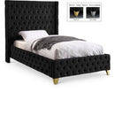  Color_Black  Size_Twin  --  Savan Black Velvet Upholstered Twin Bed IMAGE 1