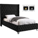  Color_Black  Size_Twin  --  Savan Black Velvet Upholstered Twin Bed IMAGE 2
