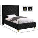  Color_Black  Size_Twin  --  Savan Black Velvet Upholstered Twin Bed IMAGE 5
