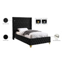  Color_Black  Size_Twin  --  Savan Black Velvet Upholstered Twin Bed IMAGE 6