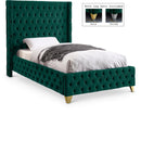  Color_Green  Size_Twin  --  Savan Green Velvet Upholstered Twin Bed IMAGE 1