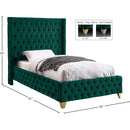  Color_Green  Size_Twin  --  Savan Green Velvet Upholstered Twin Bed IMAGE 5