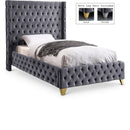  Color_Grey  Size_Twin  --  Savan Grey Velvet Upholstered Twin Bed IMAGE 1