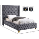  Color_Grey  Size_Twin  --  Savan Grey Velvet Upholstered Twin Bed IMAGE 5