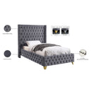  Color_Grey  Size_Twin  --  Savan Grey Velvet Upholstered Twin Bed IMAGE 6