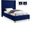  Color_Navy  Size_Twin  --  Savan Navy Velvet Upholstered Twin Bed IMAGE 1