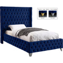  Color_Navy  Size_Twin  --  Savan Navy Velvet Upholstered Twin Bed IMAGE 2