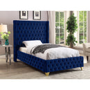  Color_Navy  Size_Twin  --  Savan Navy Velvet Upholstered Twin Bed IMAGE 3