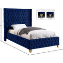  Color_Navy  Size_Twin  --  Savan Navy Velvet Upholstered Twin Bed IMAGE 5