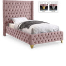  Color_Pink  Size_Twin  --  Savan Pink Velvet Upholstered Twin Bed IMAGE 1