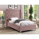  Color_Pink  Size_Twin  --  Savan Pink Velvet Upholstered Twin Bed IMAGE 4