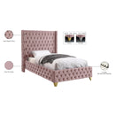  Color_Pink  Size_Twin  --  Savan Pink Velvet Upholstered Twin Bed IMAGE 6