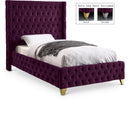  Color_Purple  Size_Twin  --  Savan Purple Velvet Upholstered Twin Bed IMAGE 1
