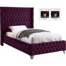  Color_Purple  Size_Twin  --  Savan Purple Velvet Upholstered Twin Bed IMAGE 2