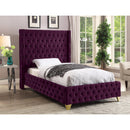  Color_Purple  Size_Twin  --  Savan Purple Velvet Upholstered Twin Bed IMAGE 3