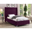  Color_Purple  Size_Twin  --  Savan Purple Velvet Upholstered Twin Bed IMAGE 4