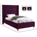  Color_Purple  Size_Twin  --  Savan Purple Velvet Upholstered Twin Bed IMAGE 5