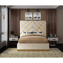  Color_Cream  Size_King  -- Vector Cream Velvet Upholstered King Bed IMAGE 4