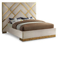  Color_Cream Size_Queen -- Vector Cream Velvet Upholstered Queen Bed IMAGE 1