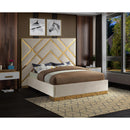  Color_Cream  Size_Queen  -- Vector Cream Velvet Upholstered Queen Bed IMAGE 2
