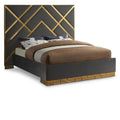  Color_Grey Size_Queen -- Vector Grey Velvet Upholstered Queen Bed IMAGE 1