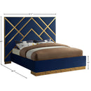  Color_Navy  Size_Queen  -- Vector Navy Velvet Upholstered Queen Bed IMAGE 5