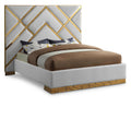  Color_White Size_Queen -- Vector White Velvet Upholstered Queen Bed IMAGE 1