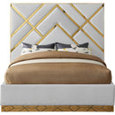  Color_White  Size_Queen  -- Vector White Velvet Upholstered Queen Bed IMAGE 3