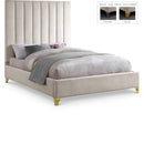  Color_Cream  Size_Full  -- Via Cream Velvet Upholstered Full Bed IMAGE 1