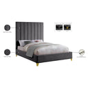  Color_Grey  Size_Full  -- Via Grey Velvet Upholstered Full Bed IMAGE 10