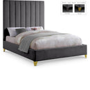  Color_Grey  Size_Full  -- Via Grey Velvet Upholstered Full Bed IMAGE 1