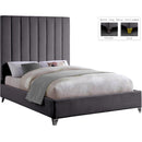  Color_Grey  Size_Full  -- Via Grey Velvet Upholstered Full Bed IMAGE 2