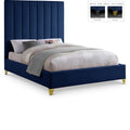  Color_Navy  Size_Full  -- Via Navy Velvet Upholstered Full Bed IMAGE 1