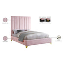  Color_Pink  Size_Full  -- Via Pink Velvet Upholstered Full Bed IMAGE 10