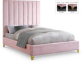 Color_Pink  Size_Full  -- Via Pink Velvet Upholstered Full Bed IMAGE 1