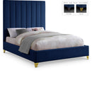  Color_Navy  Size_King  -- Via Navy Velvet Upholstered King Bed IMAGE 1
