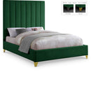  Color_Green  Size_Queen  -- Via Green Velvet Upholstered Queen Bed IMAGE 1