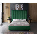  Color_Green  Size_Queen  -- Via Green Velvet Upholstered Queen Bed IMAGE 8