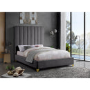  Color_Grey  Size_Queen  -- Via Grey Velvet Upholstered Queen Bed IMAGE 4