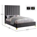  Color_Grey  Size_Queen  -- Via Grey Velvet Upholstered Queen Bed IMAGE 9