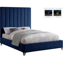  Color_Navy  Size_Queen  -- Via Navy Velvet Upholstered Queen Bed IMAGE 2