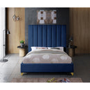  Color_Navy  Size_Queen  -- Via Navy Velvet Upholstered Queen Bed IMAGE 8