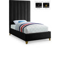  Color_Black Size_Twin -- Meridian Via Upholstered Panel Bed IMAGE 1