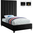  Color_Black  Size_Twin  -- Via Black Velvet Upholstered Twin Bed IMAGE 2