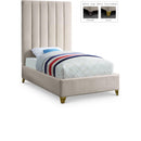  Color_Cream  Size_Twin  -- Via Cream Velvet Upholstered Twin Bed IMAGE 1