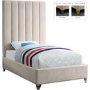  Color_Cream  Size_Twin  -- Via Cream Velvet Upholstered Twin Bed IMAGE 2