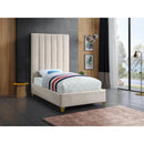  Color_Cream  Size_Twin  -- Via Cream Velvet Upholstered Twin Bed IMAGE 4